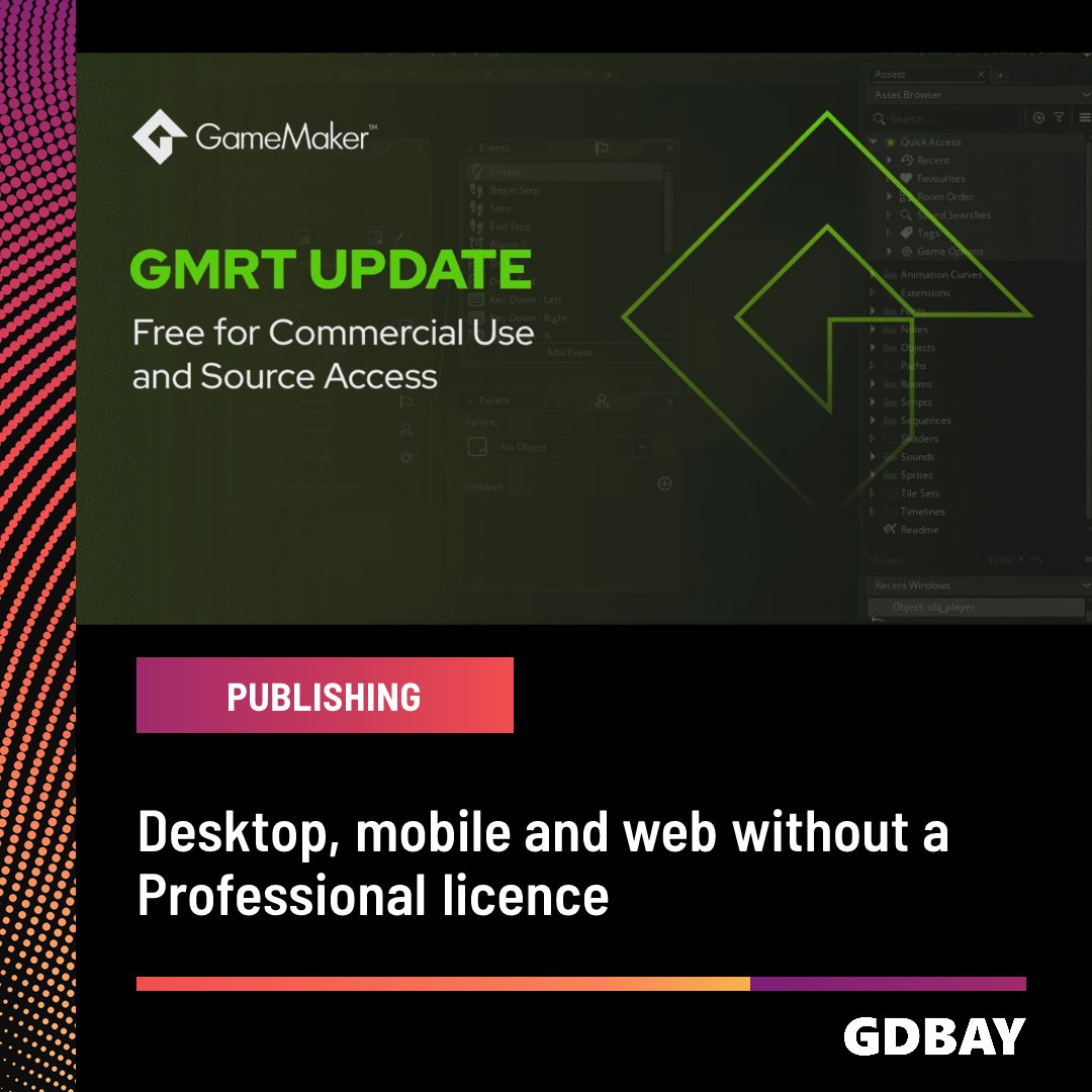 GameMaker will make GMRT free for commercial distribution in 2027